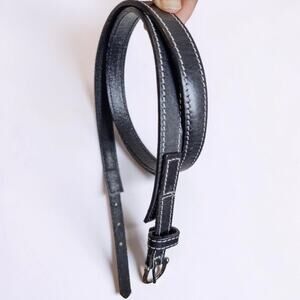 Gap Genuine Leather Skinny Contrast Stitch Belt Black Small